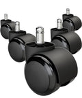 Grykot 5-pack office chair caster wheels, 2-inch, black, heavy-duty replacement for hardwood floors and carpet