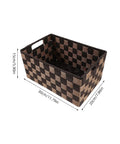 Top Shelf Clothing Storage Bin With Reinforced Metal Frame And Grippy Polyester Weave Handles, checkered design, 30x20x15cm.