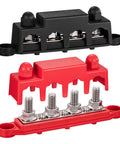 Heavy Duty 12V Bus Bar Power Distribution Block Packing 250A Peak Current And Stainless Steel Terminals, black and red modules.
