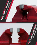 8 Inch Bench Vise Heavy Duty With 7.5 Inch Jaw Opening And 210 Degree Swivel Base 4.5 Inch Throat Depth Multi Jaw Design For Flat And Round Material Great For Large Projects Pipes And Bulky Workpieces, red cast iron jaws