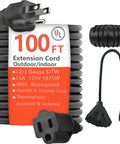 Built Tough 100 Ft 12/3 SJTW Outdoor Power Cord With Water and Weather Resistance, Kink Resistant, Flame Retardant, 3 Prong Grounded Plug