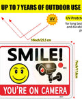 Legit Heavy Duty Aluminum Security Camera Signs Straight Up Warning To Scare Off Thieves Keep Your Home Yard Or Business Locked Down Bright Orange Black Cctv 4 Pack, 10x7 inch size.