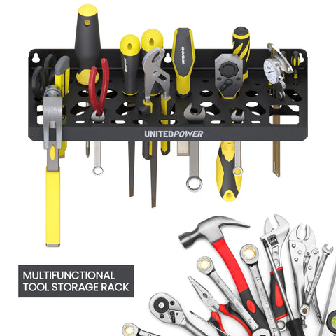 Wall Mount Tool Storage Rack With 51 Tool Holes For Screwdrivers, Wrenches, Pliers And More, Space Saving Utility Shelf.