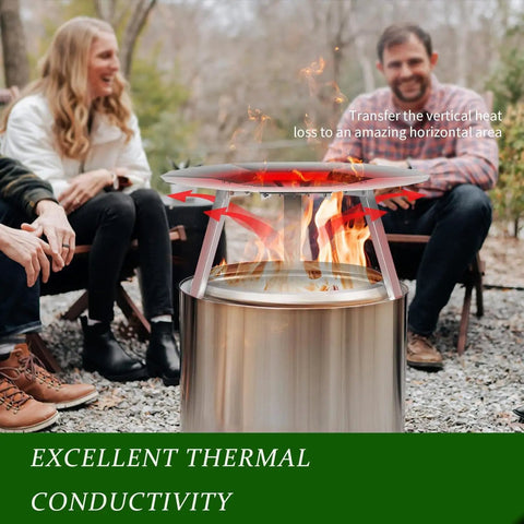 Heat Deflector Accessory For 19.5-Inch Bonfire With 3 Detachable Legs, Premium 304 Stainless Steel Shield in use outdoors