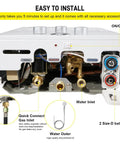 Back view of Propane Tankless Water Heater 4.74 GPM 18L Outdoor Portable Gas Hot Water Heater With Digital Display And Multi Protection