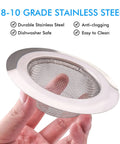 Rock Solid 2 Pack Kitchen Sink Strainer Set No Sweat Stainless Steel Drain Filter With Wide Rim Basin Basket in hand