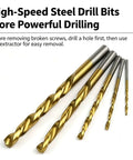 Get This Awesome 15 Piece Bolt Extractor Kit To Fix Broken Screws And Bolts Fast, Featuring Left Hand Drill Bits With Five Sizes Plus Backup Bits For Any Tough Job. High-speed steel drill bits, five sizes, for removing broken screws