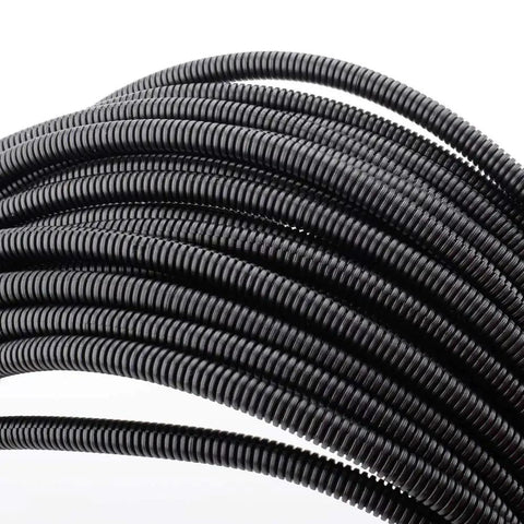 Close-up of 100 Ft 1/4 Inch Wire Loom Split Tubing Auto Wire Conduit Flexible Cover With High Temperature Range for cable protection
