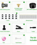 Components of 60 Ft Drip Irrigation System With Smart Timer Fully Programmable Hands Free Automatic Garden Watering Kit