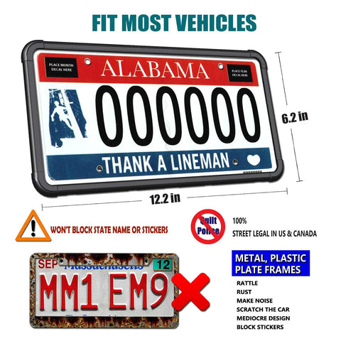 Clear License Plate Protector With Silicone Frame Sturdy Unbreakable Shield For Front And Back Plates Easy Screw Mount With Caps