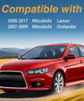 Red Mitsubishi Lancer showing compatibility for Keyless Ignition Start Knob Replacement For Mitsubishi Lancer And Outlander, Fits 4408A031