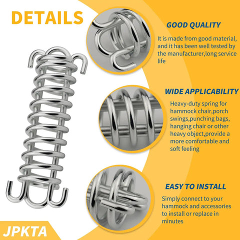 Close-up of a heavy-duty porch swing spring for Two Beefy Heavy Duty Porch Swing Springs 300Lb Each For Hammock Chairs Hanging Chairs