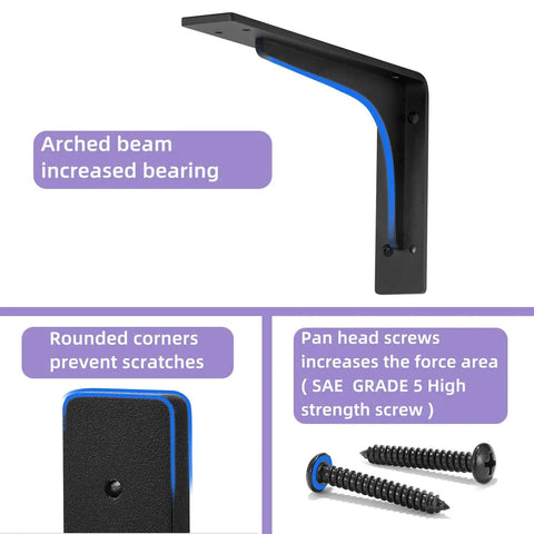 Beefy Heavy Duty 24 By 14 Inch L Shaped Shelf Brackets with arched beam and rounded corners for increased support and safety.