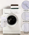 Durable Sneaker Laundry Bag With Zipper And Straps in dryer, honeycomb mesh net, 17.5 x 14.17 inches, no fuss protection for shoes.