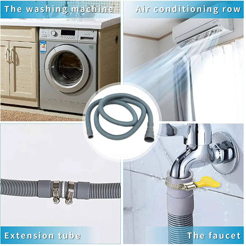 16.4 Ft Universal Washing Machine Drain Hose Extension Kit for Washer and Dishwasher showing multiple usage scenarios