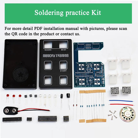 Beginner Friendly Soldering Practice Kit for Adults With Memory Training Easy Electronic DIY Project Set components displayed
