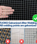 Heavy Duty 19 Gauge Hot Dip Galvanized Hardware Cloth One Half Inch Mesh 48 By 100 Foot Roll showing hand size comparison with mesh.