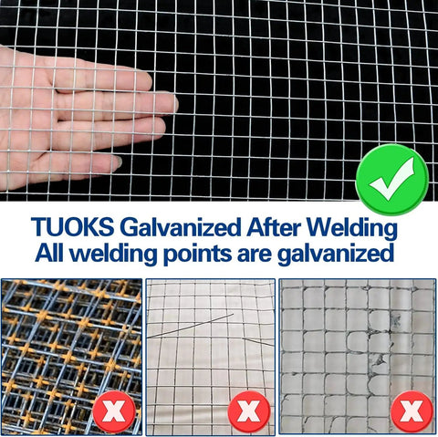 Heavy Duty 19 Gauge Hot Dip Galvanized Hardware Cloth One Half Inch Mesh 48 By 100 Foot Roll showing hand size comparison with mesh.