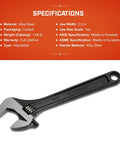 10 Inch Adjustable Black Oxide Wrench With Hex Jaw Design For Slip Resistant Grip Carded AT210VS Ergonomic Handle on red background