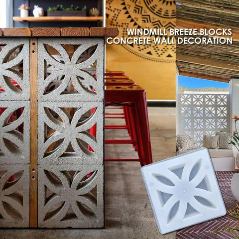 Breeze Block Mold With Windmill Pattern For DIY Concrete Blocks And Garden Wall Decor 12 X 12 X 3 Inch Molds For Precasting