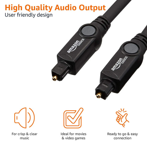 Toslink Digital Optical Audio Cable With Gold Plated Connectors For Soundbars And Home Theater 9.8 Feet close-up of connectors