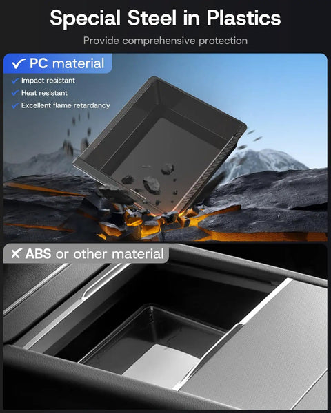 Tesla Model Y Juniper Center Console Organizer Tray 2025 2026 PC material durability demonstration