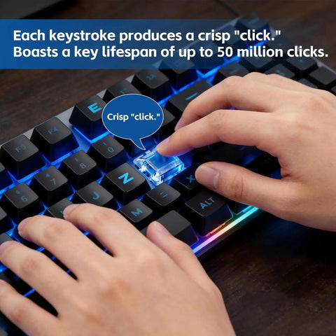 Blue 30 Pack Mechanical Keyboard Switches 3 Pin Dustproof Clicky Tactile For Gaming And Typing DIY Build Kits For Custom Keyboards And 3D Printing Projects, clear clicky switch on RGB keyboard