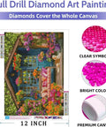 Two Pack Flower House Diamond Art Kits For Adults Full Drill DIY Gem Art 12 X 16 Inch with clear symbols and colors.