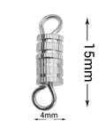 Barrel Screw Type Clasp Set 100 Pieces 4 x 15 mm Durable Silver Tone Jewelry Clasps for DIY Necklaces, Bracelets, Anklets