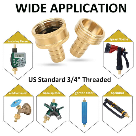 Solid Brass Garden Hose Repair Kit With 1/2 Inch Connectors, wide application for timers, nozzles, and fittings.