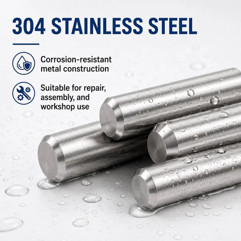 304 Stainless Steel Dowel Pin Set 5mm Diameter 5mm To 120mm Length Built To Last Heavy Duty Precision Ground Pins, corrosion resistant metal