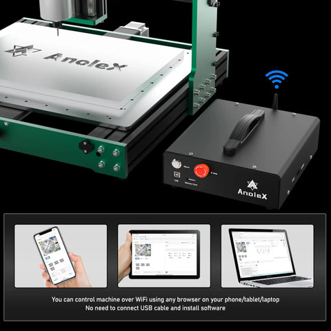 CNC Router Machine 4030-Evo Ultra 2 With All Metal XYZ Axes, shown with WiFi control feature for remote operation.
