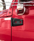 Door hinge cover trim for Jeep Wrangler JK/JKU, black plastic with red screws, 8-piece set