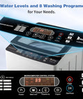 Control panel of Slick 30 Lbs Fully Automatic Portable Washing Machine With Integrated Drain Pump showing settings and indicators.