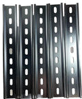 DIN Rail Slotted Zinc Plated Steel Connector Kit 5 Pieces RoHS Compliant 35mm Wide 7.5mm High Black Finish Built For Beefy Heavy Duty Durability In Electrical Panels And Control Cabinets Ideal For Industrial Rack Systems, five black rails