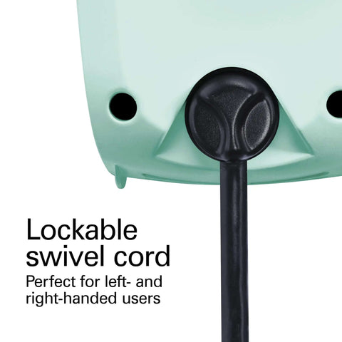Lockable swivel cord on Smooth Operator 5 Speed Electric Hand Mixer With Slow Start Tech, ideal for both left- and right-handed users.