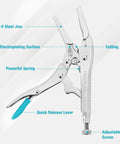 Long Nose Locking Pliers With Wire Cutter, Built Tough Chrome Vanadium Construction, Adjustable Screw Jaw, side view