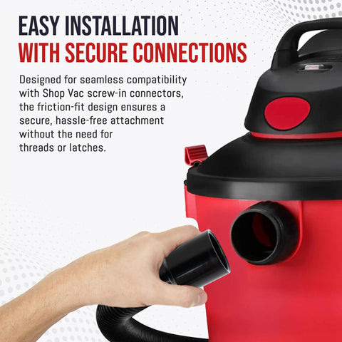Heavy Duty Vacuum Hose Replacement 15 Foot Crushproof Industrial Grade Extension For Wet Dry Vacuums With One And A Quarter Inch Air Suction Control Connector Black attachment