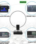 Active Shortwave Antenna With BNC Cable For Ham Radios, No-Tune Needed, central loop with four radios around it.