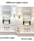 Onwecen Wall Sconces Set of 2, Modern Bathroom Light Fixtures, Brushed Gold with cool and warm light settings.