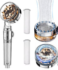 High Pressure Handheld Showerhead With Filters, Vortex Turbine Hydro Jet Spray, Propeller Turbo Shower, 360 Degree Rotating