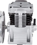 VEVOR air compressor pump head with twin aluminum cylinders, cooling fins and belt-driven pulley