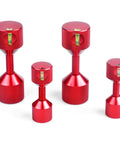 Flange Two-Hole Alignment Pins Set With Built-In Level, Detachable Double Pins In 1-1/8 And 1-5/8 Inch, 6061 Aluminum Red, 4-Piece