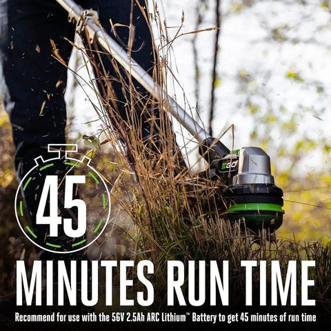 Cordless String Trimmer With Powerload Technology For Weeds And Grass in use cutting tall grass, 45 minutes run time