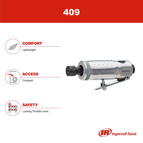 Air Die Grinder 409 Inline Half HP 27000 RPM Lightweight Ergonomic Workhorse Tool For Tight Spaces With Locking Throttle For Safe Smooth Grinding And Metalworking