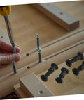 No Sweat Setup Top Shelf Bed Screw And Bolt Set For Furniture Frames Cabinet Joints 170 Piece Heavy Duty Connecting Hardware Kit in use.