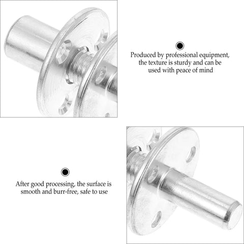 Close-up of 5 Set Bed Column Fastening Kit for Bedposts and Sofa Legs, iron material with thread design and burr-free surface, shown in detail.