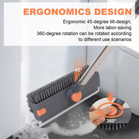 64 Inch Floor Scrub Brush With 360 Degree Swivel Head And Detachable Long Handle For Heavy Duty Cleaning Of Concrete Floors Grout Patios Decks Garages And Gardens Squeegee Included With Right Angled Bristles
