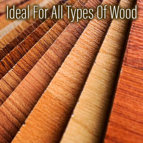 Different types of wood panels demonstrating the effects of Lemon Oil Trigger Spray Go To Wood Furniture Polish With Mineral Oil For Cleaning And Conditioning, 12 Ounce Bottle That Cleans, Conditions, Protects, And Gives A Fresh Easy Shine To All Wood Surfaces.
