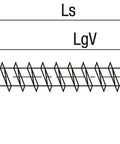 Technical diagram of T Star Plus Wood Screw 12.0 x 600 mm Countersunk Head With Milling Ribs Fully Threaded Cut Tip Wirox A3J